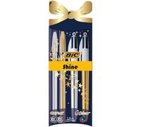 Bolígrafos Metalizados Shine - BIC Pack de 4 - Tinta Azul y Negra - Ref: 9351061