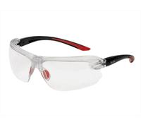 IRI-s - Patillas bi-material PC+TPR, Patillas inclinables negro/rojo, Puente nasal B-Flex - PC incoloro con dioptría +3 - anti-rayaduras y anti-vaho