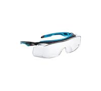 Bolle TRYON OTG - Sobregafas - montura PC - patillas negras/azul PC/TPR ajustables y extensibles - PC incoloro anti-rayaduras y anti-vaho PLATINUM