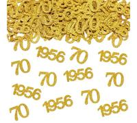 Bolosa Confeti de 70 cumpleaños, confeti de mesa con purpurina dorada con diseños de 70 y 1956, 100 piezas de decoración de mesa de fiesta de 70 cumpleaños para mesas de comedor, mesas de pastel y