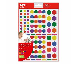 BOLSA 6 HOJAS GOMETS HEXAGONALES REMOVIBLES MULTICOLOR APLI 18768