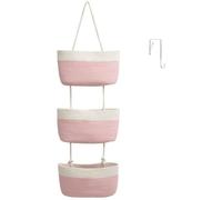 Bolsa colgante para puerta, con 3 compartimentos, organizador de pared hecho de cuerda de algodón