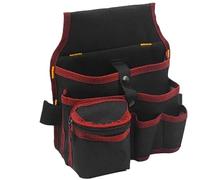 Bolsa de almacenamiento herramientas multifuncional, cinturón, kit electricista, bolsa cintura for taladro, llave, destornillador, organizador bolsas Para Carpintero Constructor(Black red)