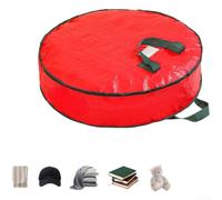 Bolsa de almacenamiento para árbol de Navidad para adornos navideños, guirnalda y cinta, bolsa de protección grande para decoración festiva con diseño fácil, artículo de temporada rojo (M)