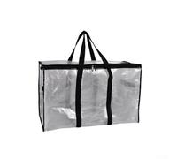 Bolsa de almacenamiento resistente de 69 x 36 x 38 cm, transparente con ventana para cajas de mudanza, organizador de ropa de temporada, color rojo (69 x 36 x 38 cm)