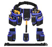 Bolsa de Cinturón Herramientas Multiusos Cinturon Portaherramientas de Lona Oxford con Cinturóns Ajustable y 26 Bolsillos Cinturóns Herramientas de Electricista para Técnicos Carpintero Constructores