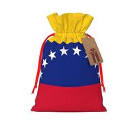 Bolsa de dulces con cordón de Navidad con estampado de bandera de Venezuela, bolsas de regalo reutilizables para fiestas