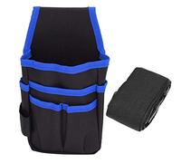 Bolsa de herramientas de tela Oxford, riñonera multifunción portátil con cinturón para acampar al aire, escalada de montaña, borde rojo, borde, 25x14x5cm (Borde azul con cinturón.)