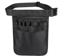 Bolsa de herramientas para la cadera con cinturón ajustable, tela Oxford, resistente al desgarro y ligera, múltiples compartimentos para lápices y herramientas, ideal para médicos y artesanos, negro