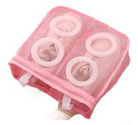 Bolsa de lavado de zapatos, protector de lavandería de malla de doble capa con acolchado de espuma, antideformación, con cremallera, lavable a máquina para tenis (tamaño mediano, rosa)