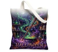 Bolsa de lona con cita de fantasía de caldero mágico de Halloween, 13 x 15 | Varita mágica, estantes de boticario, poción burbujeante, ambiente místico, tema de fantasía, estética oscura