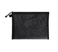 Bolsa de malla con cremallera A4/A5/A6, carpeta de archivos transparente, bolsa de documentos, papelería, suministros escolares, bolsa de maquillaje, funda de malla con cremallera (negro A4)