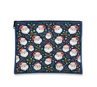 Bolsa de maquillaje festiva con diseño navideño de Papá Noel, 7 x 9 | Diseño de acebo y bayas, bolsa de cosméticos, detalles de estrella dorada, tema de vacaciones de invierno