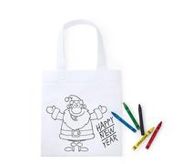 Bolsa de merienda de Navidad para colorear con dibujos navideños y 5 ceras de colores. Regalo para dar a los niños y niñas en fiestas de cumpleaños, colegios, guarderías, Bodas, Bautizos, Comuniones y