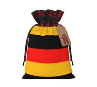 Bolsa de Navidad con cordón a cuadros con estampado de bandera de Alemania con etiqueta de papel kraft de 4.7 x 6.9 pulgadas para Halloween