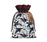 Bolsa de Navidad con estampado de ballena asesina de 4.7 x 6.9 pulgadas, cierre de cordón, para Navidad, aniversarios, cumpleaños, sostiene regalos
