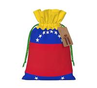 Bolsa de Navidad con estampado de bandera de Venezuela, bolsas con cordón para regalos de vacaciones, saco de Navidad, decoración de fiesta