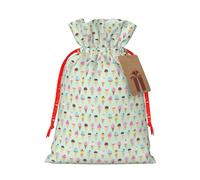 Bolsa de Navidad con estampado de conos de helado, con cordón, reutilizable, para regalos de Navidad