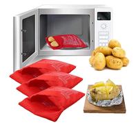 Bolsa de patatas para microondas, bolsa reutilizable para cocinar patatas en microondas exprés, cocina de patatas al horno, patatas perfectas, bolsa roja para hornear de 4 minutos 3Pcs