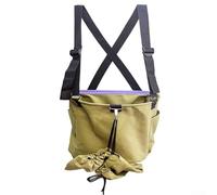 Bolsa de recogida de frutas de lona de gran capacidad, correas cruzadas ajustables en la parte inferior con cordón de 65 x 50 cm con bolsillos laterales, lavable para jardín al aire libre (amarillo