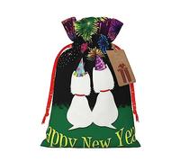 Bolsa de regalo con cordón de feliz año, bolsa de regalo artística de tela de Navidad, encantadora bolsa de arpillera para todas las ocasiones