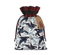 Bolsa de regalo con cordón de Navidad con estampado de ballena asesina para necesidades de embalaje de regalos festivos de Navidad