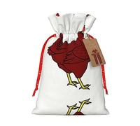 Bolsa de regalo con cordón de pollo rojo, bolsa de regalo artística de tela de Navidad, encantadora bolsa de arpillera para todas las ocasiones