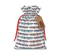 Bolsa de regalo con cordón de tren monorraíl, bolsa de regalo artística de tela de Navidad, encantadora bolsa de arpillera para todas las ocasiones