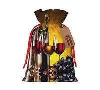 Bolsa de regalo con cordón para botellas de vino de uvas y bebidas, bolsa de regalo artística de tela de Navidad, encantadora bolsa de arpillera para todas las ocasiones