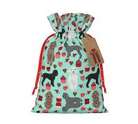 Bolsa de regalo con cordón para perros caniches, bolsa de regalo artística de tela de Navidad, encantadora bolsa de arpillera para todas las ocasiones