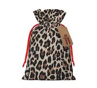 Bolsa de regalo con cordón y estampado de leopardo, bolsa de regalo artística de tela de Navidad, encantadora bolsa de arpillera para todas las ocasiones