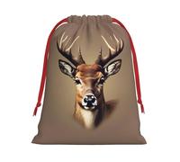 Bolsa de regalo con estampado de cabeza de ciervo con cordón, regalos de fiesta, cumpleaños, almacenamiento diario, oficina, decoración del hogar