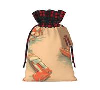 Bolsa de regalo con estampado de coche con póster de 8.3 x 11.8 pulgadas, decoración de fiesta de Navidad