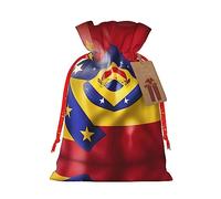 Bolsa de regalo de arpillera con cordón de la bandera de Venezuela, bolsa de regalo de tela artesanal perfecta para Navidad