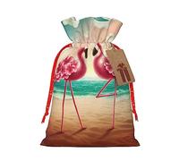 Bolsa de regalo de dos flamencos con cordón, bolsa de regalo artística de tela de Navidad, encantadora bolsa de arpillera para todas las ocasiones
