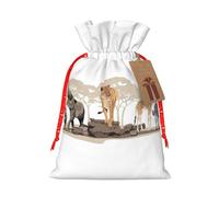 Bolsa de regalo de jirafa, león, elefante, cebra, cáñamo, bolsas de Navidad, bolsa de regalo para fiestas de Navidad