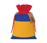 Bolsa de regalo de lona de Navidad con cordón, bolsa de regalo personalizada reutilizable de la bandera de Armenia