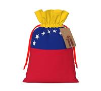 Bolsa de regalo de lona de Navidad con cordón, bolsa de regalo reutilizable personalizada con bandera de Venezuela