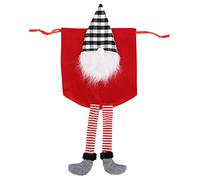 Bolsa de regalo de Navidad, bolsa con cordón para fiesta de Navidad, tela de felpa, diseño elegante, bolsa de regalo de Papá Noel sin rostro para cumpleaños, bodas, baby showers (rojo)