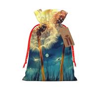 Bolsa de regalo de Navidad, bolsas de Navidad de diente de león para suministros de fiesta de Navidad, bolsa de cordón, bolsas de recuerdos de fiesta, bolsa de caramelos, caja de regalo para regalos