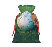 Bolsa de regalo de Navidad con balón de fútbol verde - Bolsas de arpillera con cordón para fiestas - Ideal para regalo de mano y almacenamiento