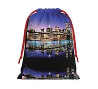 Bolsa de regalo de Navidad con cordón impreso del puente de Brooklyn, una opción conveniente para empaquetar pequeños regalos