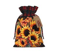 Bolsa de regalo de Navidad de girasol al óleo sobre lienzo - Fondo con bolsa de caramelos de yute para todos los regalos de Navidad y equipaje de mano