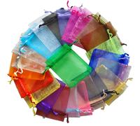 Bolsa de regalo de Organza, bolsas con cordón Multicolor para joyería de dulces, bolsas de regalo de boda, bolsa de Organza, 25/50/100 Uds. Light blue