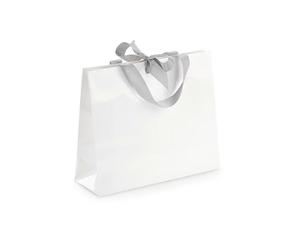 Bolsa de regalo papel charol con lazos (19 x 27 x 10 cm) - Blanca
