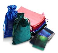 Bolsa de terciopelo con cordón de terciopelo verde musgo, azul real, morado, vino, rosa, negro, 18 unidades