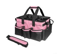 Bolsa grande de limpieza para carrito con tablero de soporte resistente, bolsa de almacenamiento impermeable con correa de hombro ajustable, 5 compartimentos para herramientas de limpieza, equipo de