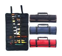 Bolsa grande enrollable para herramientas con 22 bolsillos, bolsa organizadora de rollo de llave de lona impermeable para electricista artesanal orange