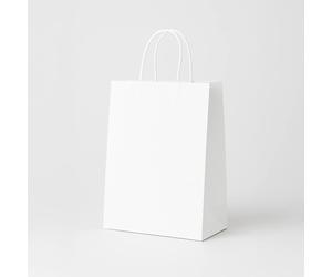 Bolsa papel blanca con asa rígida 28+11x37