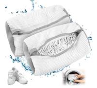 Bolsa para lavar zapatos para lavadora, 2 unidades para lavadora, antideformación, Bolsa de Lavandería con cremallera, Saco Lavadora para zapatillas Lavar para Organizador y Viajes color blanco